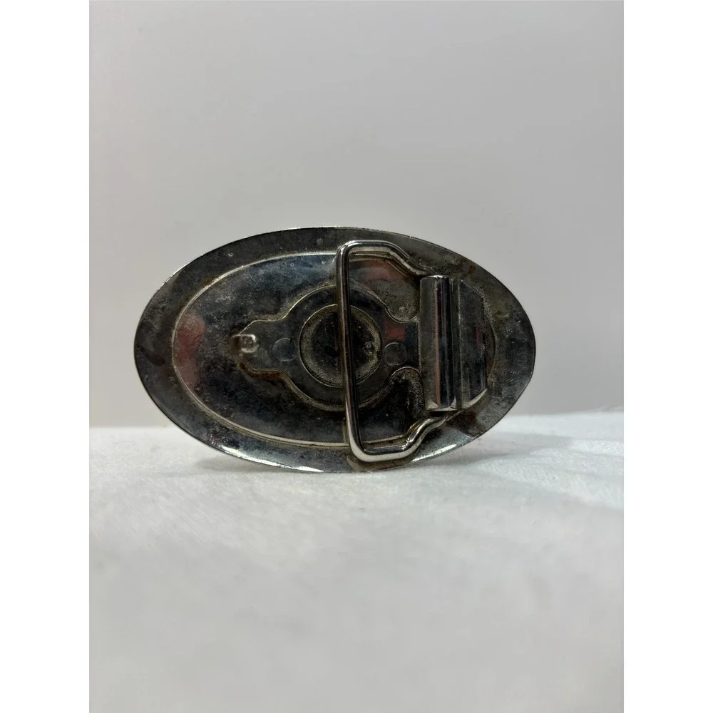 Vintage Masonic Freemason Belt Buckle Metal and Enamel Oval
